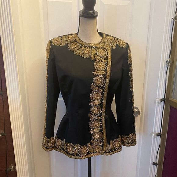 Beaded satin jacket, size 6 - Picture 1 of 11